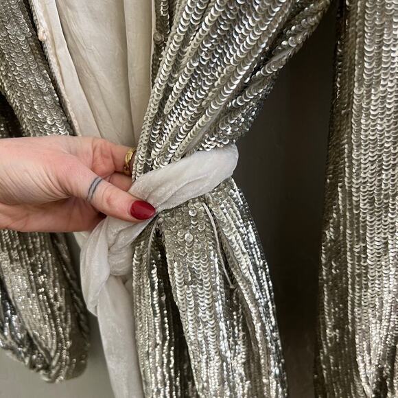 NEW $635 Retrofete Gabrielle Robe Dress Silver Sequin - Picture 10 of 10